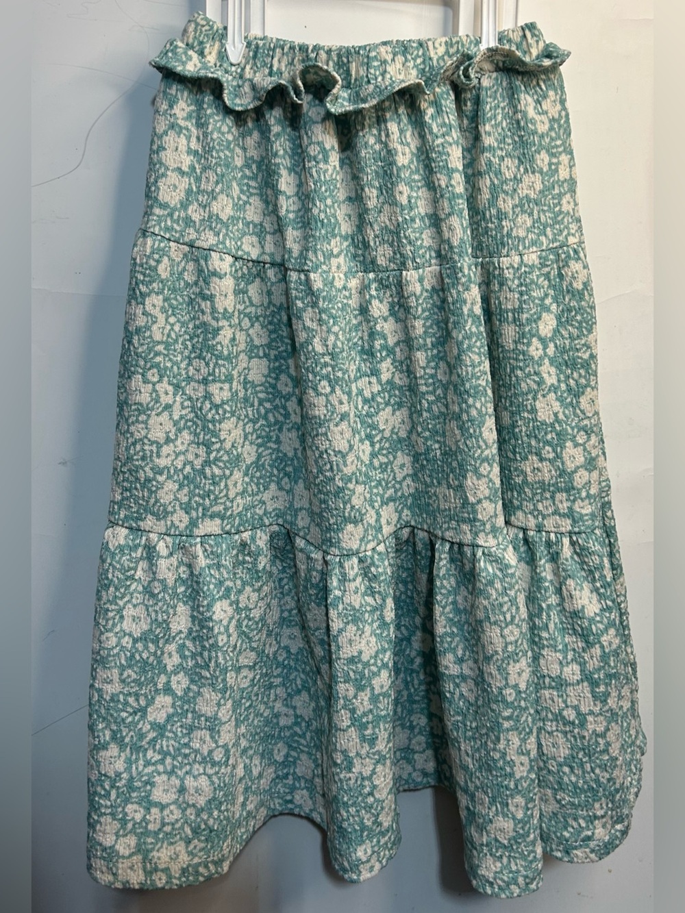 5 for $25🔥Jessica Simpson Teal Floral Tiered Midi Skirt Girls Size 6X
